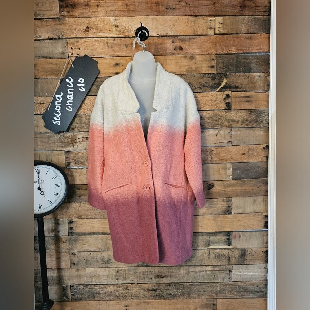 Hoss women's color fad colorblock light to dark wool blend coat size small